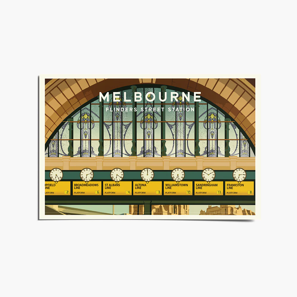 Postcard - Flinders Street Station Clocks
