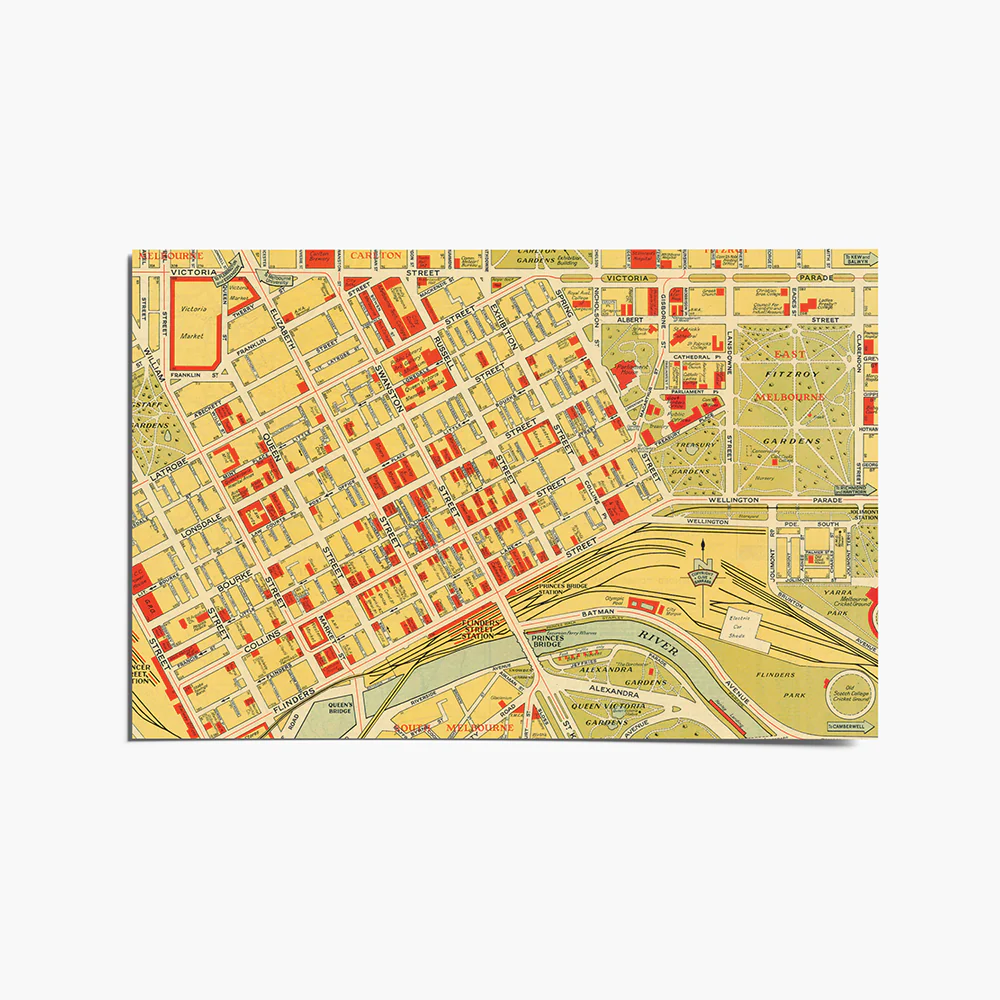 Postcard - Gregory's Map of Melbourne