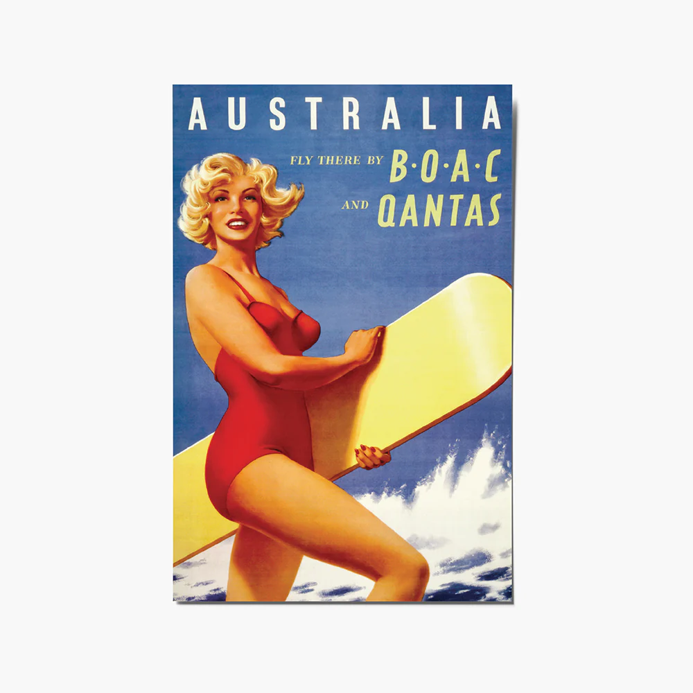 Postcard - Qantas Surf Girl