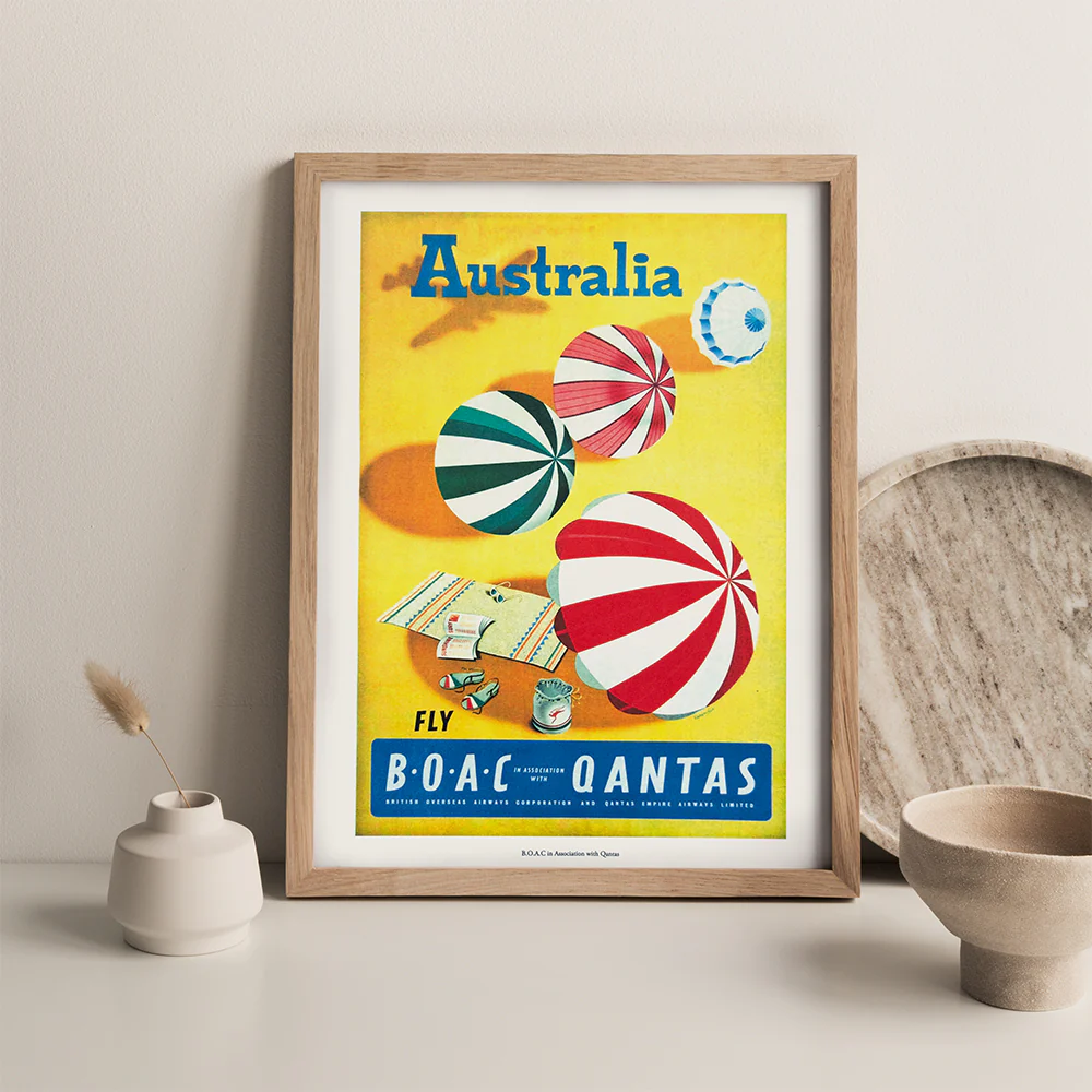 Print - Fly BOAC Qantas Beach Umbrella